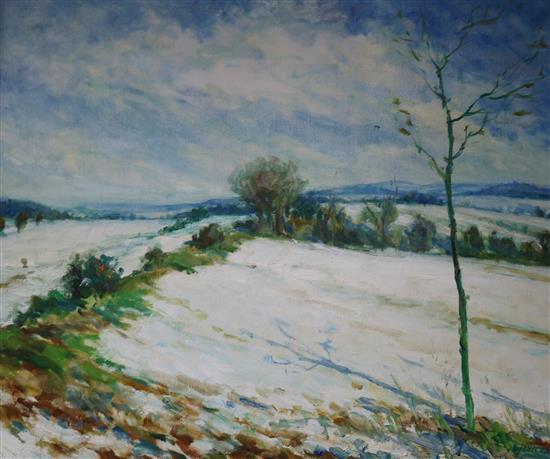 V. Jenicek, oil, Winter in Slapeck, 90 x 75cm